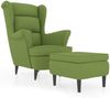 vidaXL Ohrensessel mit Hocker Hellgrün Samt 3115934 Bild 2