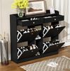 Schuhschrank mit 4 Klapptüren, 2 Schubladen & 3 Fächern, 110x26x100 cm, Schwarz Bild 3