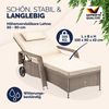 Casaria Sonnenliege inkl. 7cm Auflage mit Kopfkissen 2 Rollen, Belastbar bis 160 kg Verstellbare Lehne, Polyrattan, 193x90 cm Bild 2