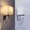 ZMH 2er Set LED Wandlampe Innen Schlafzimmer Wandlampe Wohnzimmer Nachttischlampe Stoff mit Flexiblem Lesearm E27 Bild 4