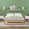 Merax Solide Massivholzbett Futonbett Massivholz Natur Bett aus mit Kopfteil und Lattenrost , Natur (200x140cm) Bild 3