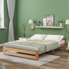 Merax Solide Massivholzbett Futonbett Massivholz Natur Bett aus mit Kopfteil und Lattenrost , Natur (200x140cm) Bild 2