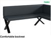 MEBLINI Eckbank für Esszimmer mit ausziehbarem Tisch - Küchenbank - Essecke - Sitzecke Küche - TONI - X-Beine 128x168x87cm Rechts - Dunkelgrau Kunstleder/M Schwarz Hochgl. Bild 5