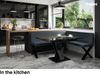 MEBLINI Eckbank für Esszimmer mit ausziehbarem Tisch - Küchenbank - Essecke - Sitzecke Küche - TONI - X-Beine 128x168x87cm Rechts - Dunkelgrau Kunstleder/M Schwarz Hochgl. Bild 2