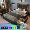 Polsterbett 90x200 cm aus PU mit LED-Beleuchtung und 4 Schubladen Bild 3