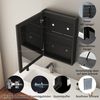 WDWRITTI Badezimmerspiegelschrank mit LED Beleuchtung Spiegelschrank Schwarz (80x60, 50x70, 40x60cm, Alu-Schranktür, Doppelseitiger Spiegel, 2Touch, Anti-fog, 3Lichtmodi, Dimmbar, Memory) mit Netzadapter, Verstellbare Glasboden Bild 3