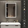 WDWRITTI Badezimmerspiegelschrank mit LED Beleuchtung Spiegelschrank Schwarz (80x60, 50x70, 40x60cm, Alu-Schranktür, Doppelseitiger Spiegel, 2Touch, Anti-fog, 3Lichtmodi, Dimmbar, Memory) mit Netzadapter, Verstellbare Glasboden Bild 2