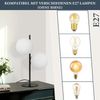 ZMH Tischlampe Schwarz Nachttischlampe Wohnzimmer - E27 Tischleuchte Modern Design Glas Tischlicht Industrial Vintage Metall Nachttischleuchte 2 Flammig Tischlampe mit Schalter für Schlafzimmer Büro Bild 5