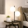 ZMH Tischlampe Schwarz Nachttischlampe Wohnzimmer - E27 Tischleuchte Modern Design Glas Tischlicht Industrial Vintage Metall Nachttischleuchte 2 Flammig Tischlampe mit Schalter für Schlafzimmer Büro Bild 4