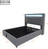 Merax Polsterbett 140*200 cm, mit LED-Beleuchtung und USB-Steckdose, Kopfteil mit Ablagen und Stauraum, mit hydraulischem Stauraum mit Ablagefächern, Doppel-Erwachsenenbett mit Lattenrost, Leinenstoff Grau Bild 4