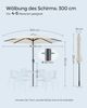 Songmics Sonnenschirm mit UV-Schutz bis UPF 50+, knickbar, Metall / Polyester beige, Ø 3 x 2,52 m Bild 4
