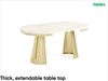 MEBLINI Esstisch Rund Ausziehbar aus Metall - 100-176x76 cm - CONEY - Chromix Weiß/Golden - Loft - Esszimmertisch Modern - Küchentisch - Ausziehtisch - Round Dining Table Bild 2
