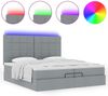 vidaXL Ottoman-Bett mit Matratzen & LEDs Hellgrau 200x200 cm Stoff 3314031 Bild 5