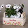 Herz & Heim Geschenkbox aus Holz - Geschenkkorb mit Blumen Motiv als Geschenkverpackung, mit Holzgriffen Bild 4