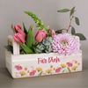 Herz & Heim Geschenkbox aus Holz - Geschenkkorb mit Blumen Motiv als Geschenkverpackung, mit Holzgriffen Bild 3