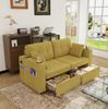 2-Sitzer-Sofa 172 x 75 x 82 cm mit USB-Anschlüssen, 2 Schubladen und Getränkehaltern, Chenille in Senfgelb Bild 4