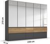 rauch Kleiderschrank; Drehtürenschrank WINNIPEG, 5-türig, 5 Spiegeltüren, 6 Schubkästen, Graumetallic/Eiche Halifax, 226x210x56xcm Bild 4