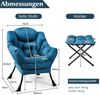 Sessel mit Hocker & Armlehnen & Seitentasche & Fußstütze Relaxsessel Ohrensessel Blau Bild 2
