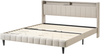 Bett mit LED Stoff BEAULIEU 180 x 200 cm mit Stauraum mit USB-Anschluss Beige Bild 5