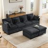 Merax Ecksofa U-förmiges Sofa aus Chenille-Stoff, 1 Teile, Modulares Couch Chenille-Sofa mit 2 abnehmbarem Fußhocker und 6 Kissen Bild 2