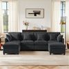 Merax Ecksofa U-förmiges Sofa aus Chenille-Stoff, 1 Teile, Modulares Couch Chenille-Sofa mit 2 abnehmbarem Fußhocker und 6 Kissen Bild 3