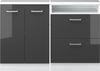 Küchenschrank für Dachschrägen R-Line Anthrazit Hochglanz 120 cm 2er Set Vicco Bild 4