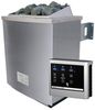 Karibu Sauna Taurin mit Dachkranz + 9kW Saunaofen mit ext. Steuerung Easy Klarglas Ganzglastür Bild 3