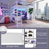 Hochbett mit Schreibtisch 140x200 cm Metall Gestell LED Beleuchtung USB Steckdose,Weiß Bild 5