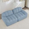 Sofa modular, 79cm×210cm×104cm, rahmenlos – Wohnzimmersofa aus granuliertem Fleece in Blau, ohne Montage Bild 3