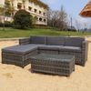 Polyrattan Lounge Gartensofa Set Hocker Tisch Sitzgruppe Grau Rattanmöbel Liege Bild 3