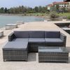 Polyrattan Lounge Gartensofa Set Hocker Tisch Sitzgruppe Grau Rattanmöbel Liege Bild 2