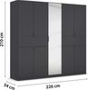 rauch Kleiderschrank, Drehtürenschrank TICAO, 9-türig, 1 Spiegeltüre, 2 Schubkästen, inkl. Türdämpferset, Grau metallic, 226 x 210 x 54 cm Bild 4