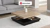 Vente-unique - FAUSTO Couchtisch Holz, Platte SchwarzBeige - B 80 cm x H 34 cm x L 80 cm Bild 2