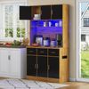 100 x 40 x 180 cm, multifunktionales Buffet mit LED-Beleuchtung mit APP-Steuerung, Schubladen, verstellbaren Einlegeböden, Kabelführungslöchern und Steckdosen, ideal für Küchen und Esszimmer Bild 5