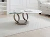 Vente-unique - JOLINE Couchtisch GlasKeramik TransparentSchokoladenbraunWeiß - B 80 cm x H 43 cm x L 135 cm80 cm Bild 3