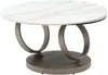 Vente-unique - JOLINE Couchtisch GlasKeramik TransparentSchokoladenbraunWeiß - B 80 cm x H 43 cm x L 135 cm80 cm Bild 5