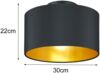 Dimmbare LED Deckenleuchte mit Stoff Lampenschirm in Schwarz Gold Ø 30cm Bild 4