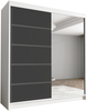 Schwebetürenschrank Harry III 180 cm mit Spiegel - Kleiderschrank, Schiebetürenschrank mit Kleiderstange und Einlegeboden, Schlafzimmerschrank, Schiebetüren - 180x215x58 cm (Weiß/Schwarz) Bild 1