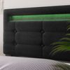 Polsterbett 140x200 cm, Leinenbezug, LED-Kopfteil mit Fernbedienung und 4 Schubladen, Schwarz Bild 5
