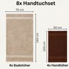 Komfortec 8er Handtuch Set aus 100% Baumwolle, 4 Badetücher 70x140 und 4 Handtücher 50x100 cm, Frottee, Weich, Towel Groß, Braun/Beige Bild 3