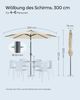 Songmics Sonnenschirm mit LED-Solar-Beleuchtung, beige, Ø300cm Bild 4