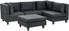 Beliani 'Unstad' Sofa, Schwarz, Stoff, 72 x 152 x 228 cm, mit Ottomane, Links Bild 4