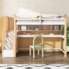 Odikalo Hochbett Kinderbett 90x200 mit Schreibtisch und Stauraum (Kinderhochbett Kinderbett mit großen Schreibtisch und Regalen, natürlich und weiß) Bild 5