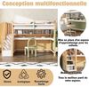 Odikalo Hochbett Kinderbett 90x200 mit Schreibtisch und Stauraum (Kinderhochbett Kinderbett mit großen Schreibtisch und Regalen, natürlich und weiß) Bild 4