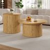 Couchtisch-Set, MDF in Natur, 2 runde Tische variabel kombinierbar, 75x75x36 cm & 50x50x50,5 cm Bild 4