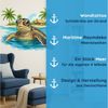 Sunnywall Wandtattoo Aufkleber Maritim Schildkröte mit Palmen & Strand, selbstklebend, konturgeschnitten, rückstandslos entfernbar Bild 4