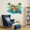Sunnywall Wandtattoo Aufkleber Maritim Schildkröte mit Palmen & Strand, selbstklebend, konturgeschnitten, rückstandslos entfernbar Bild 2