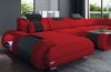 Wohnlandschaft Rimini U Form aus Stoff - Mikrofaserstoff - rot-schwarz - Links Bild 5