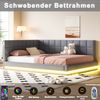 Merax Daybett Doppelbett Polsterbett 160x200cm mit USB & LED, Tagesbett Schlafsofa mit Lattenrost, Gästebett Funktionsbett, Samt, Grau Bild 2