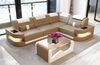 Ecksofa Como L Form - Echtleder - sandbeige-weiß - Rechts Bild 2